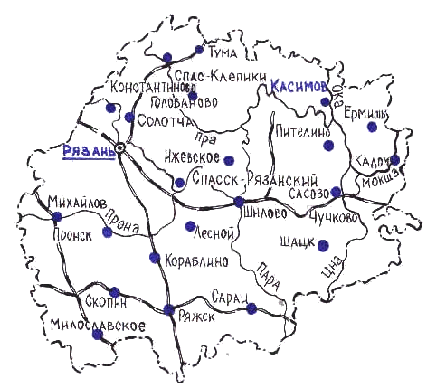 Карта Рязанской области